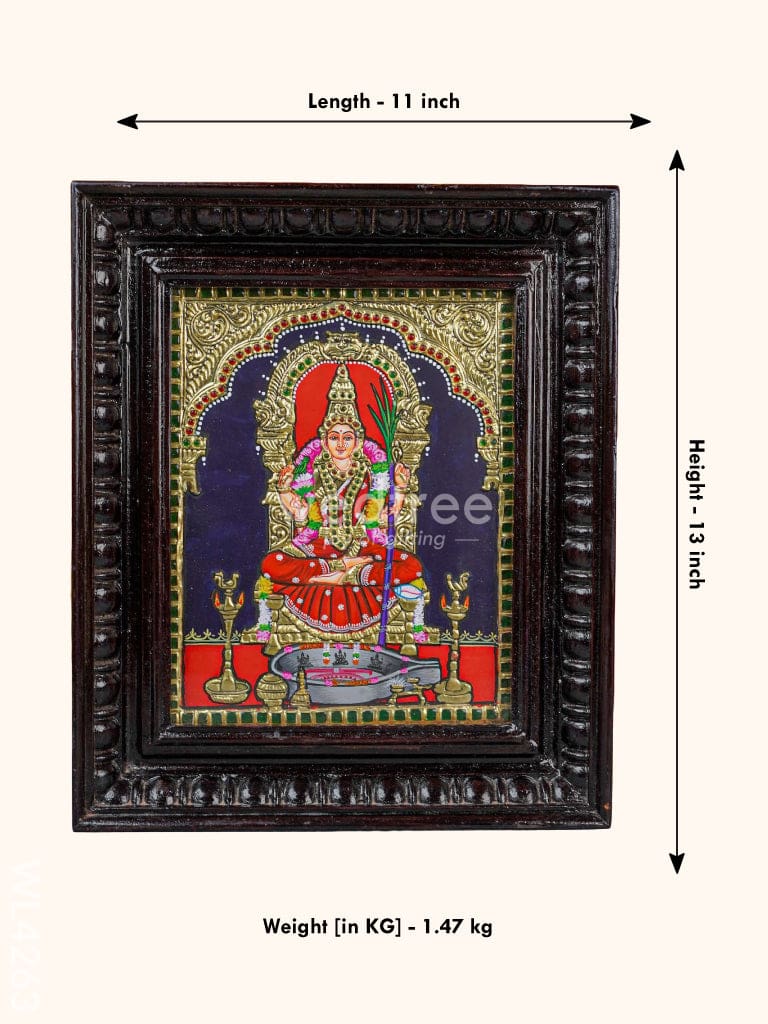 Tanjore Painting - Kamakshi - 10 x 8 inch - Flat [Gold Foil] - WL4263