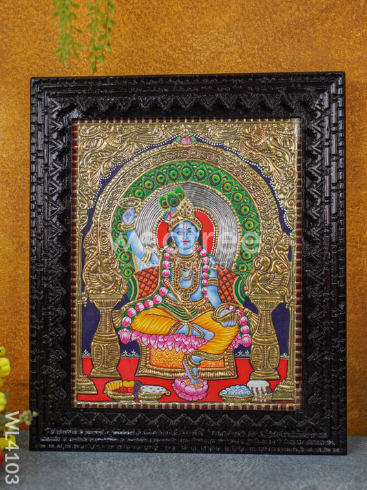 Tanjore Painting - Krishna - Flat (Gold Foil) - 15x12inch - WL4103
