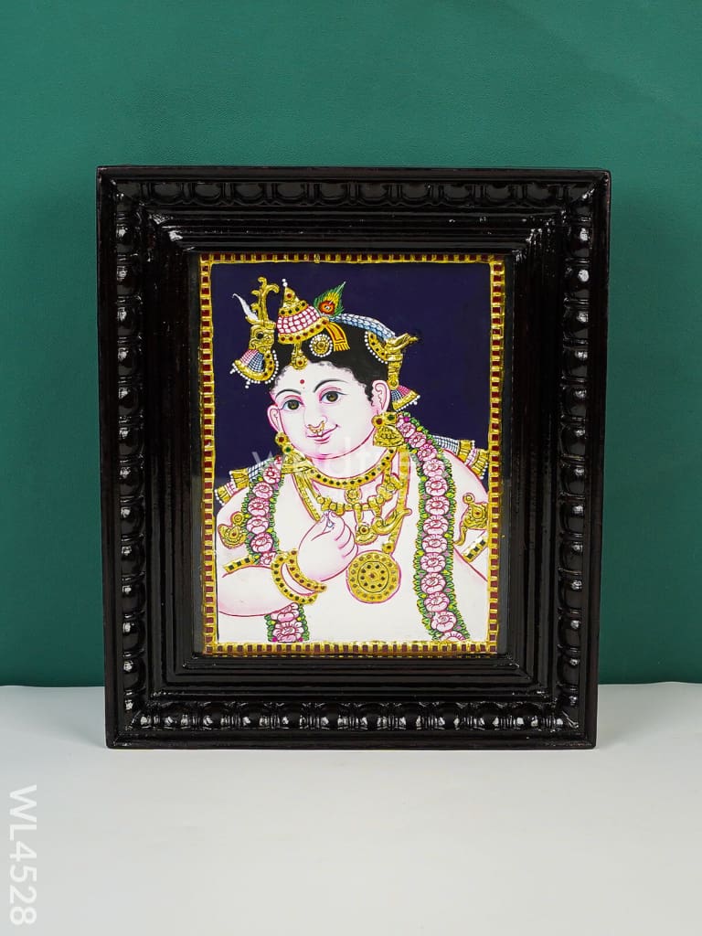Tanjore Painting - Krishna Face - Flat (Gold Foil) - 10x8 inch - WL4528