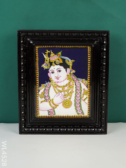 Tanjore Painting - Krishna Face - Flat (Gold Foil) - 10x8 inch - WL4528