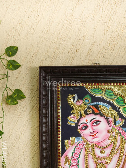 Tanjore Painting - Krishna Face - Flat (Gold Foil) - 12x10 inch - WL4982