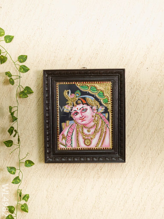 Tanjore Painting - Krishna Face - Flat (Gold Foil) - 12x10 inch - WL4982
