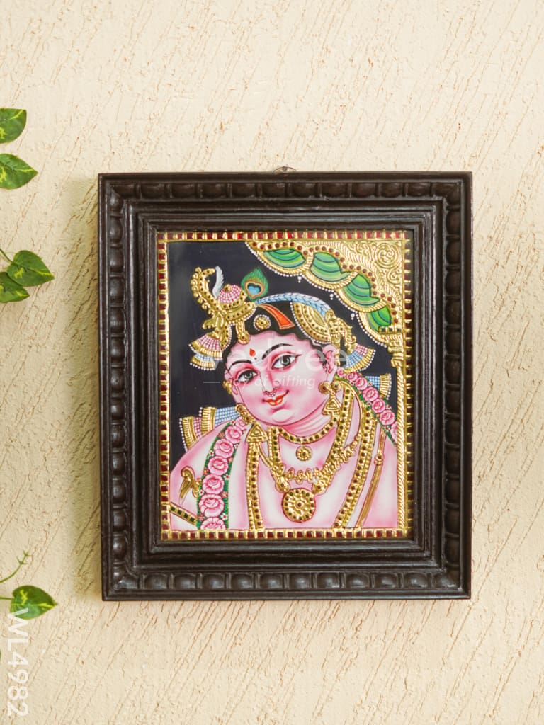 Tanjore Painting - Krishna Face - Flat (Gold Foil) - 12x10 inch - WL4982