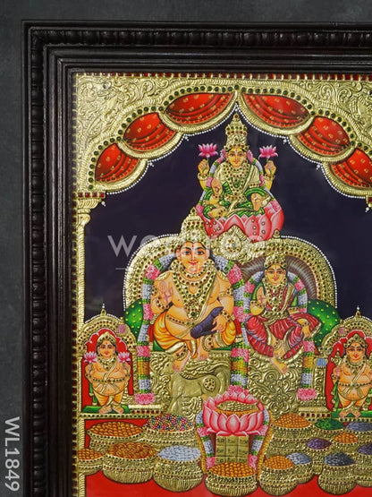 Tanjore Painting Kubera Lakshmi - Flat (Gold foil) - 24x18 - WL1849