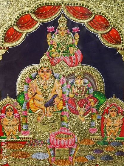 Tanjore Painting Kubera Lakshmi - Flat (Gold foil) - 24x18 - WL1849