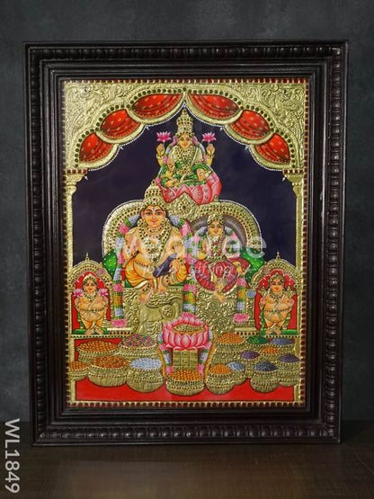 Tanjore Painting Kubera Lakshmi - Flat (Gold foil) - 24x18 - WL1849