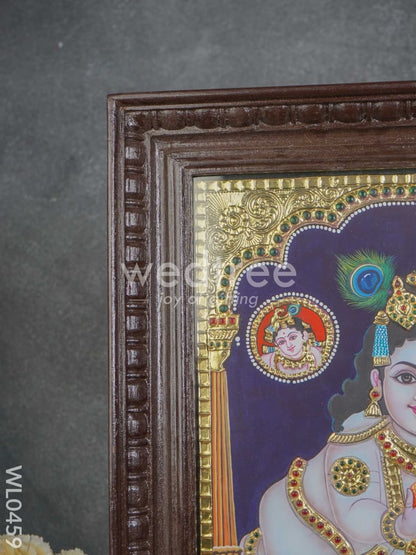 Tanjore Painting Laddu Krishna - Flat (Gold Foil) - 15x12 inch - WL0459
