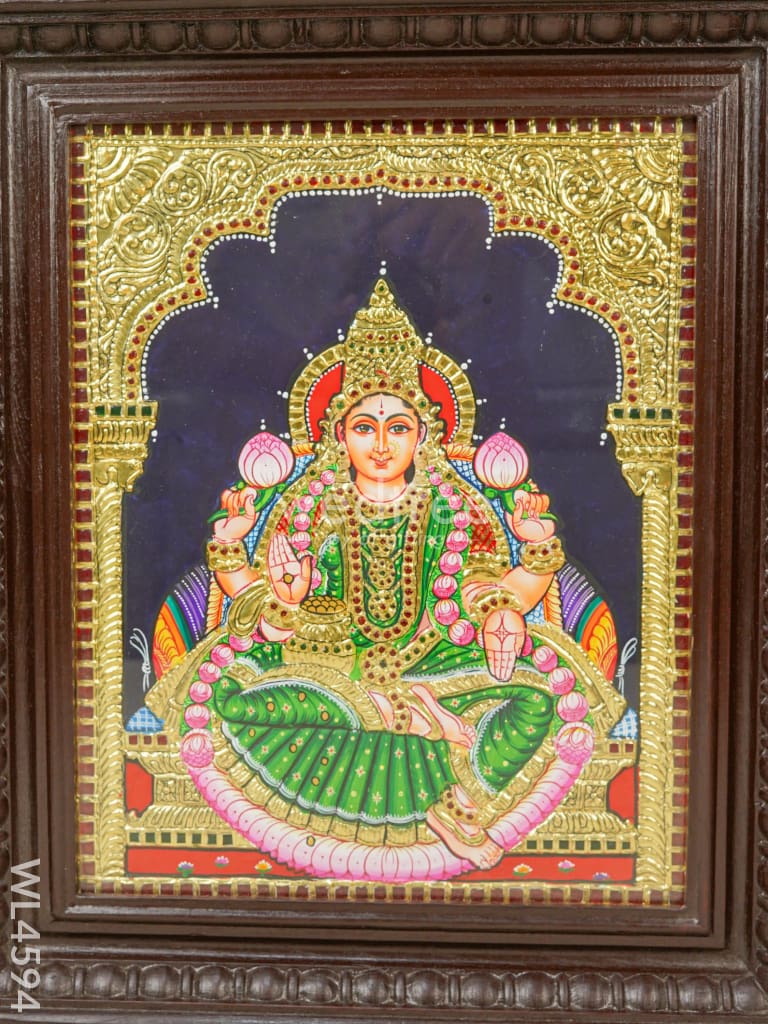 Tanjore Painting - Lakshmi - Flat (Gold Foil) - 15x12 inch - WL4594