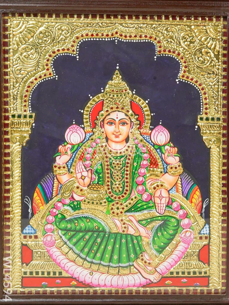 Tanjore Painting - Lakshmi - Flat (Gold Foil) - 15x12 inch - WL4594