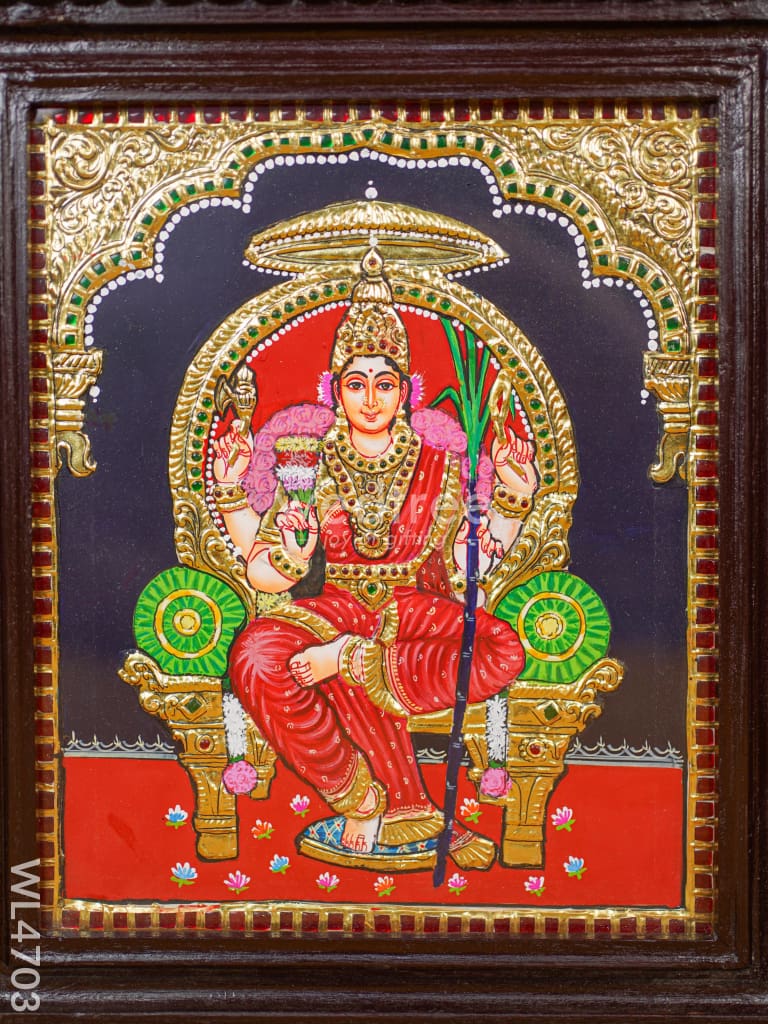 Tanjore Painting - Lalitha Tripura Sundari - Flat (Gold Foil) - 12x10 inch - WL4703