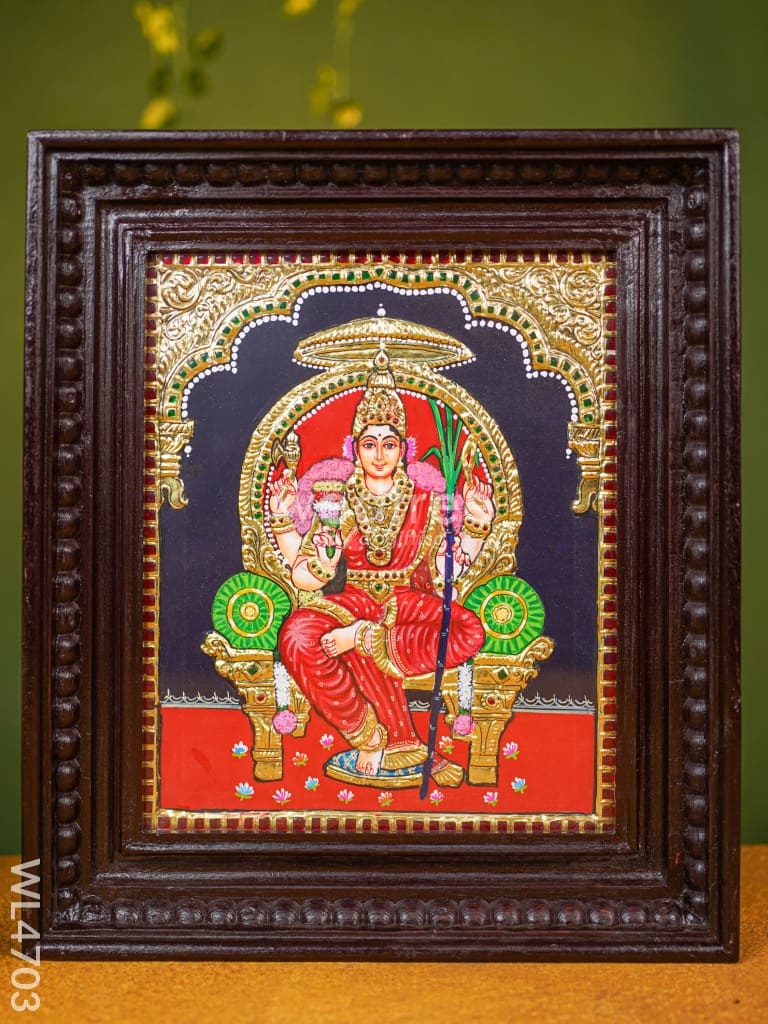 Tanjore Painting - Lalitha Tripura Sundari - Flat (Gold Foil) - 12x10 inch - WL4703