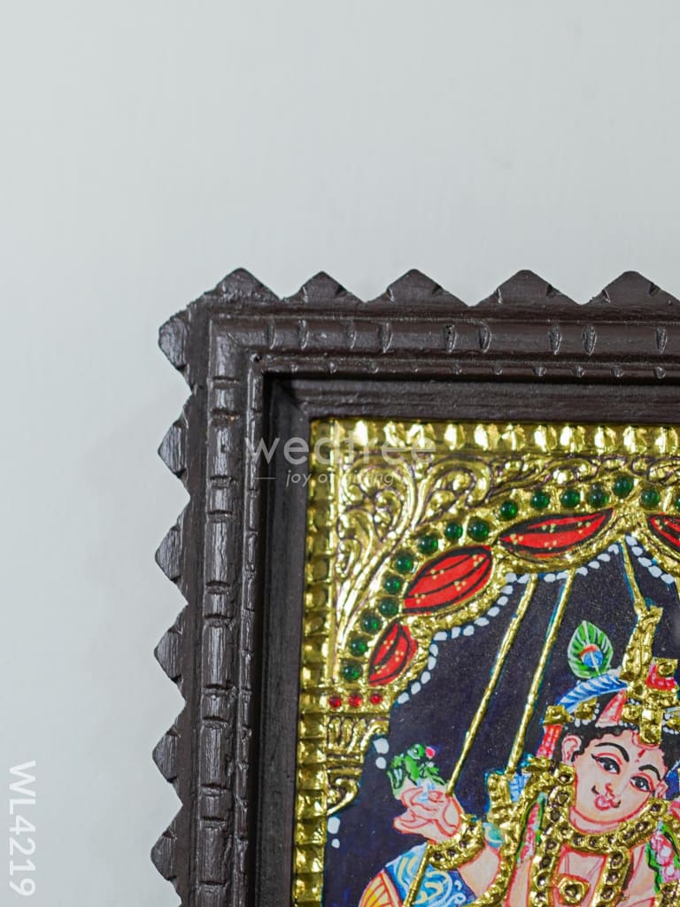 Tanjore Painting (Chettinad Frame) - Little Krishna - Flat (Gold Foil) - 8x6 inch - WL4219