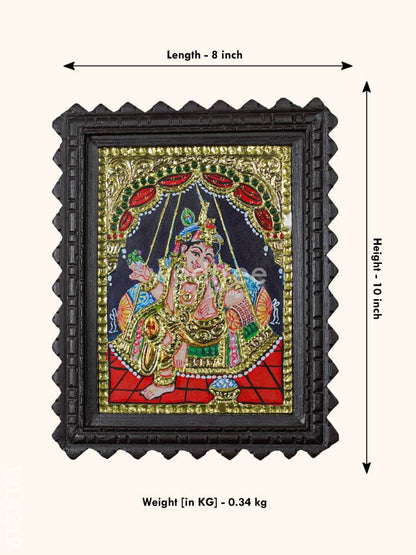 Tanjore Painting (Chettinad Frame) - Little Krishna - Flat (Gold Foil) - 8x6 inch - WL4219