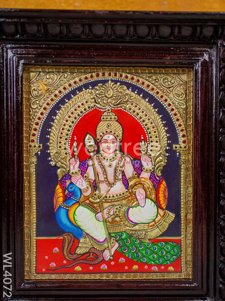 Tanjore Painting - Murugan 10 x 8 inch - Flat [Gold Foil] - WL4072