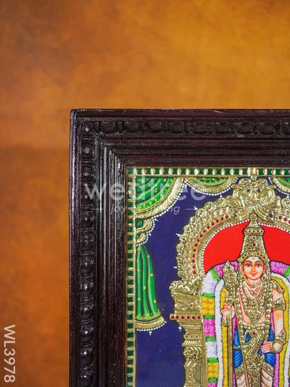 Tanjore Painting - Murugan 15 x 12 inch - Flat [Gold Foil] - WL3978