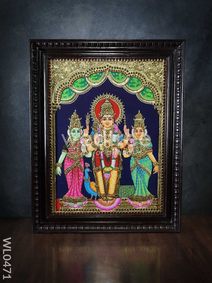 Tanjore Painting Murugan Valli Deivanai - Flat (Gold foil) - 24x18 inch - WL0471