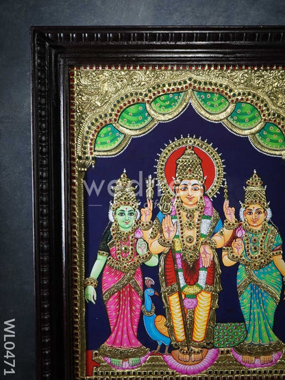 Tanjore Painting Murugan Valli Deivanai - Flat (Gold foil) - 24x18 inch - WL0471