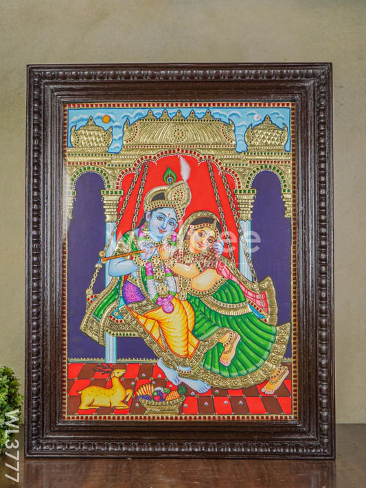 Tanjore Painting - Radha-Krishna - Semi Embossed - 24x18 inch - WL3777