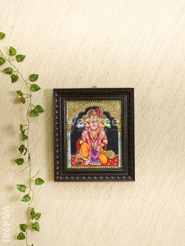 Tanjore Painting - Panchamukhi Hanuman - Semi Embossed - 12x10 inch - WL4981