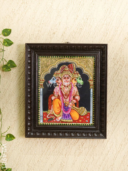 Tanjore Painting - Panchamukhi Hanuman - Semi Embossed - 12x10 inch - WL4981