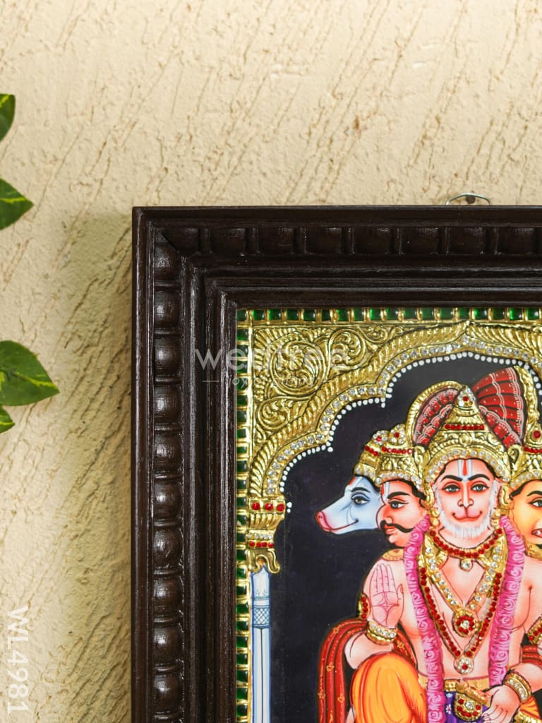 Tanjore Painting - Panchamukhi Hanuman - Semi Embossed - 12x10 inch - WL4981
