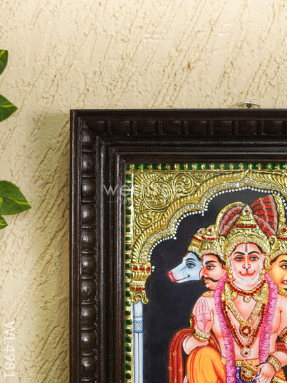 Tanjore Painting - Panchamukhi Hanuman - Semi Embossed - 12x10 inch - WL4981