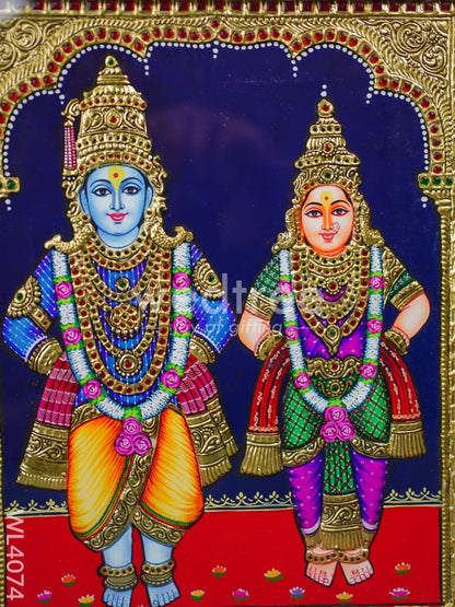 Tanjore Painting - Panduranga Rukmini 15 x 12 inch - Flat [Gold Foil] - WL4074