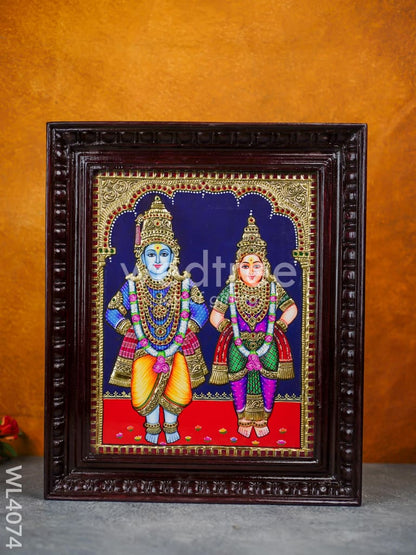 Tanjore Painting - Panduranga Rukmini 15 x 12 inch - Flat [Gold Foil] - WL4074