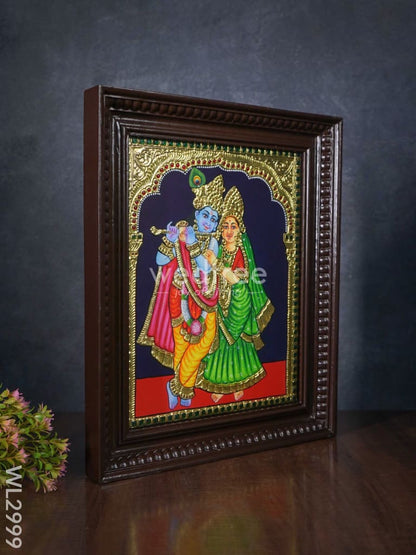 Tanjore Painting - Radha-Krishna - Flat (Gold Foil) - 15x12 inch - WL2999