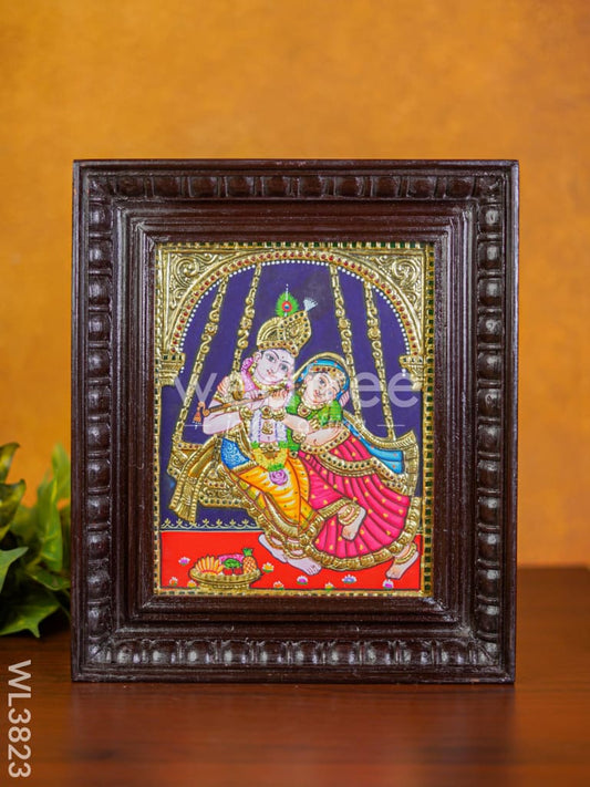 Tanjore Painting - Radha-Krishna - Semi Embossed - 10x8 inch - WL3823