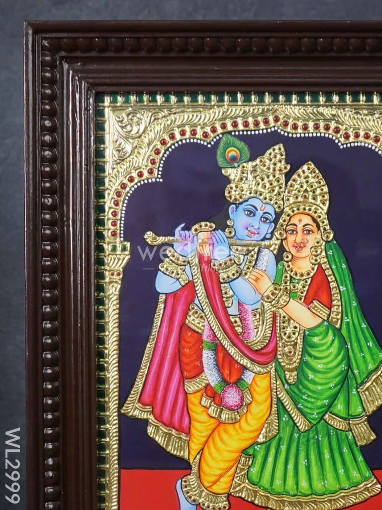Tanjore Painting - Radha-Krishna - Flat (Gold Foil) - 15x12 inch - WL2999