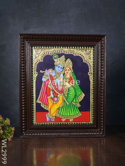 Tanjore Painting - Radha-Krishna - Flat (Gold Foil) - 15x12 inch - WL2999