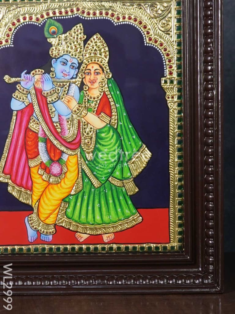 Tanjore Painting - Radha-Krishna - Flat (Gold Foil) - 15x12 inch - WL2999