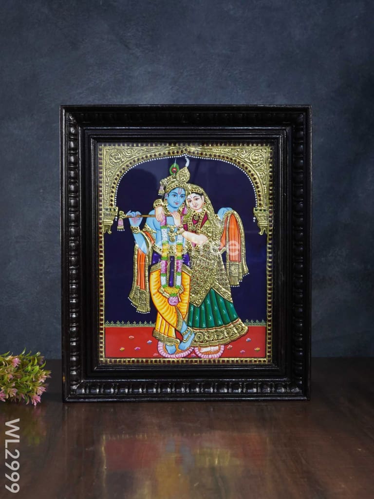 Tanjore Painting - Radha-Krishna - Flat (Gold Foil) - 15x12 inch - WL2999