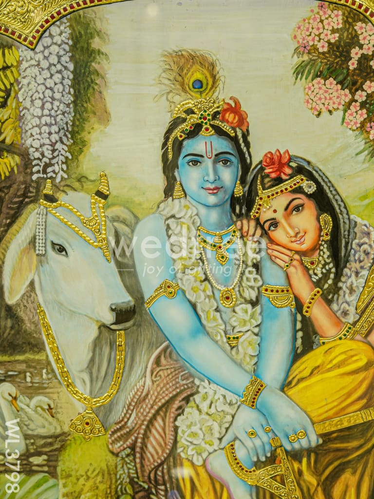Tanjore Painting Radha Krishna - Flat (Gold foil) - 4x3ft - WL3798