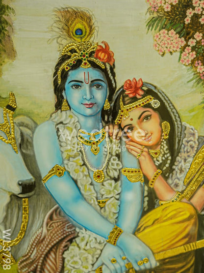 Tanjore Painting Radha Krishna - Flat (Gold foil) - 4x3ft - WL3798