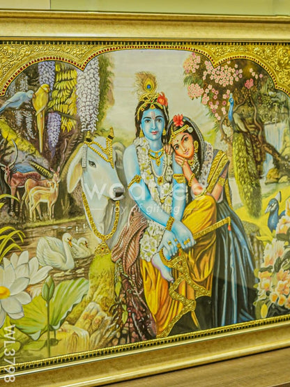 Tanjore Painting Radha Krishna - Flat (Gold foil) - 4x3ft - WL3798