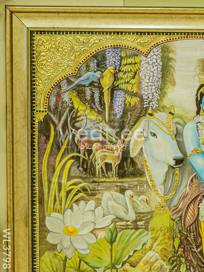 Tanjore Painting Radha Krishna - Flat (Gold foil) - 4x3ft - WL3798