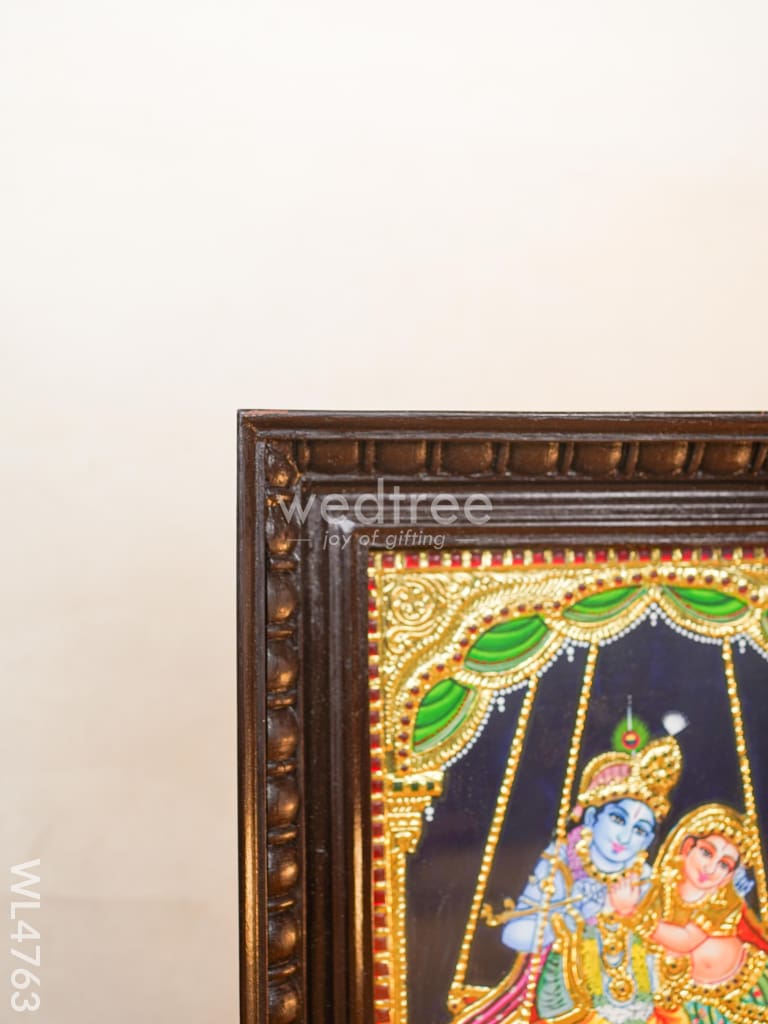 Tanjore Painting - Radha-Krishna on Jhoola - Flat (Gold Foil) - 12x10 inch - WL4763