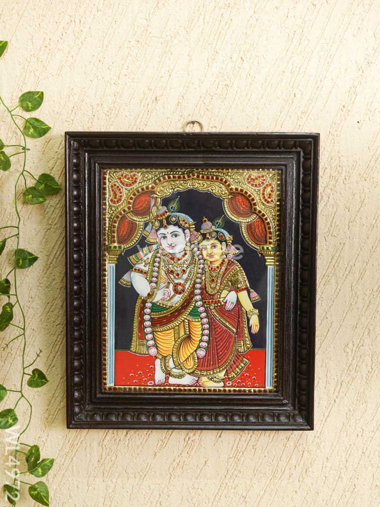 Tanjore Painting - Radha-Krishna - Semi Embossed - 15x12 inch - WL4972