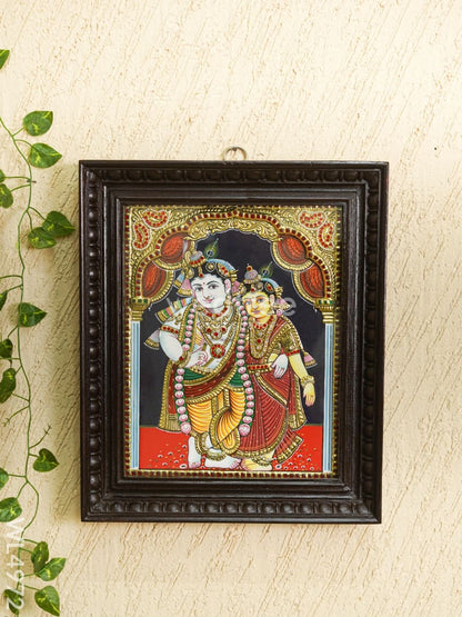Tanjore Painting - Radha-Krishna - Semi Embossed - 15x12 inch - WL4972