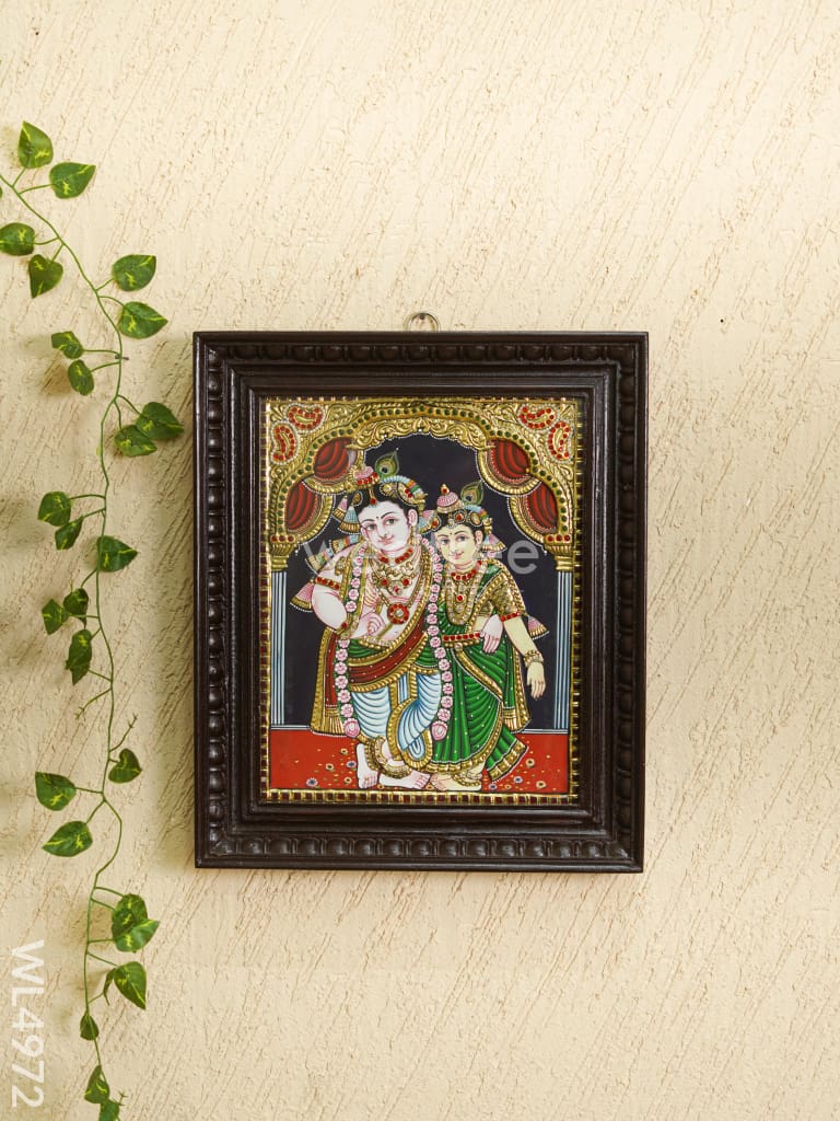 Tanjore Painting - Radha-Krishna - Semi Embossed - 15x12 inch - WL4972