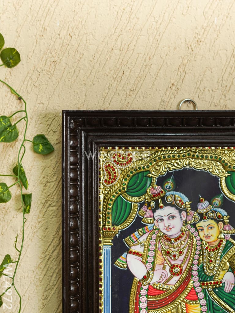 Tanjore Painting - Radha-Krishna - Semi Embossed - 15x12 inch - WL4972