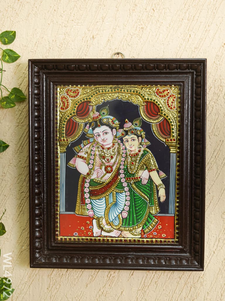 Tanjore Painting - Radha-Krishna - Semi Embossed - 15x12 inch - WL4972