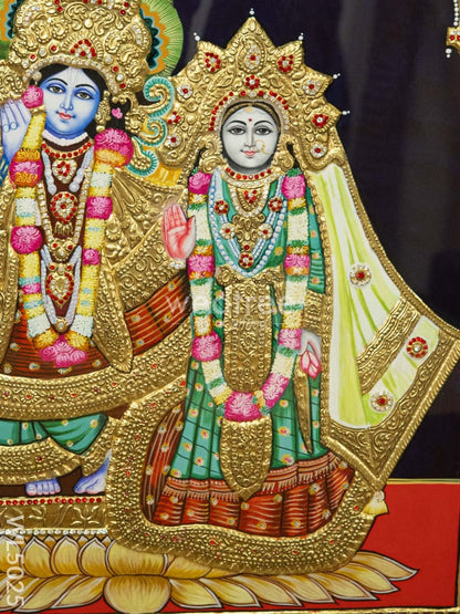 Tanjore Painting - Radha-Krishna - Semi Embossed - 30x24 inch - WL5025