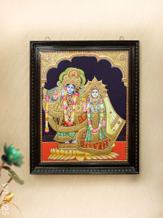 Tanjore Painting - Radha-Krishna - Semi Embossed - 30x24 inch - WL5025