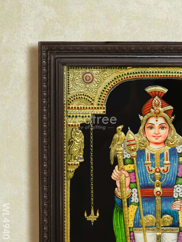 Tanjore Painting - Raja Alangara Palani Murugan - Semi Embossed - 3x2 Feet - WL4940