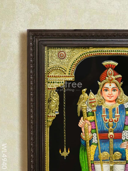 Tanjore Painting - Raja Alangara Palani Murugan - Semi Embossed - 3x2 Feet - WL4940