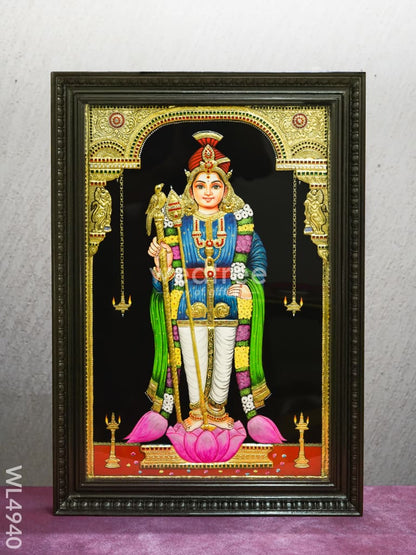 Tanjore Painting - Raja Alangara Palani Murugan - Semi Embossed - 3x2 Feet - WL4940