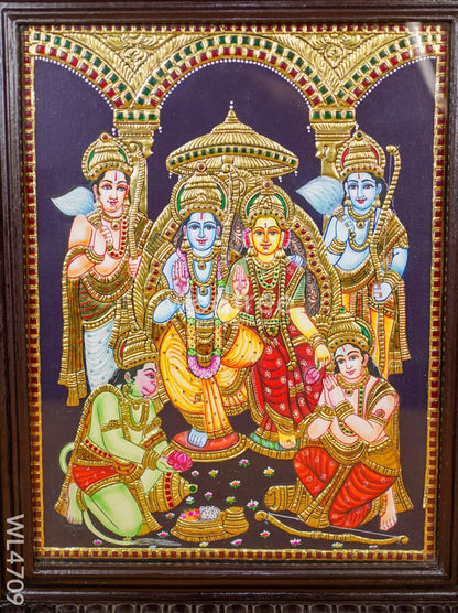Tanjore Painting - Ram Darbar - Flat (Gold Foil) - 18x14 inch - WL4709